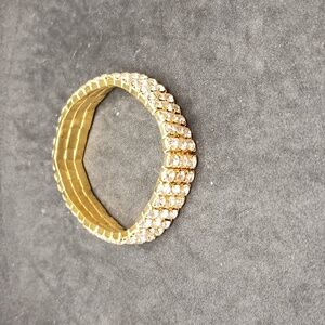 Gold Tone white rhinestone kids stretch bracelet